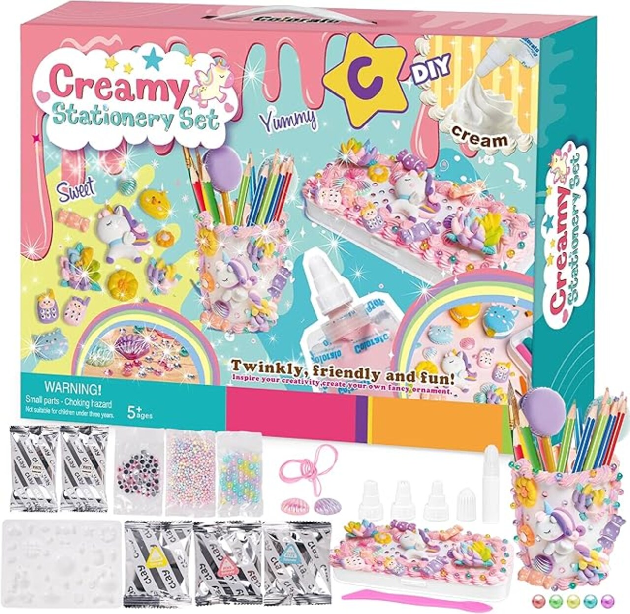 Clay Kit Arts and Crafts for Kids Ages 8-12, DIY Air Dry Clay Set Christmas Gift for Girls and Boys, Art Kits Pencil Case and Pen Holder Birthday for Children Age 6-12